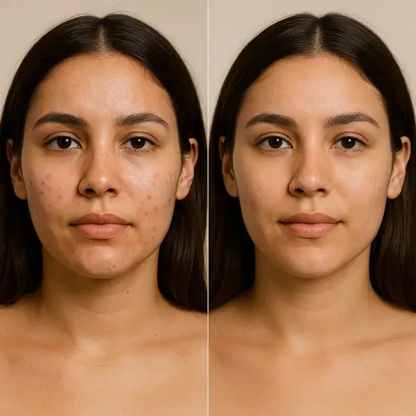 Resultados del exfoliante natural para piel grasa de OHANA - antes y después