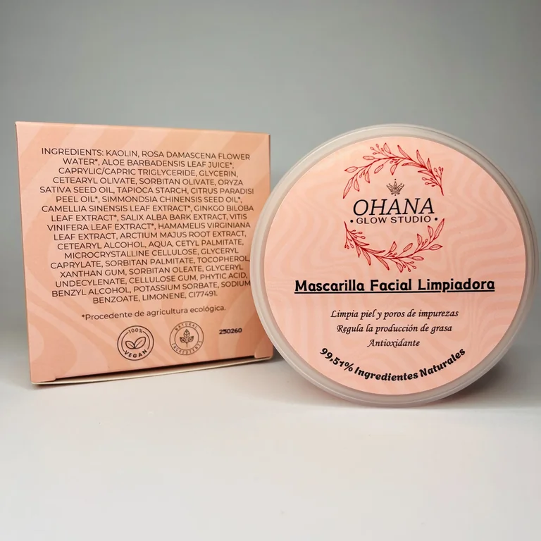 Mascarilla facial limpiadora para piel grasa OHANA Glow Studio