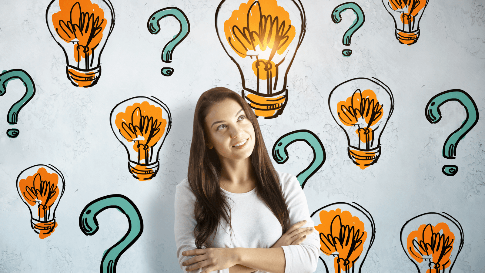 chica con signos de interrogación haciendo alusión a preguntas frecuentes